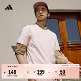 adidas情侣休闲纯棉上衣圆领短袖T恤男女夏季阿迪达斯官方轻运动   粉色   L