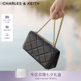 CHARLES&KEITH质感菱格链条小方钱包女包包女包生日七夕礼物送女友CK6-10680924 Black黑色 XS