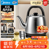 美的（Midea）电热水壶烧水壶食品级304不锈钢内胆1800W速热分离式底座2-4人4.2L大容量 MK-SH42X3【价保618】