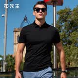 布先生夏季凉感丝光棉短袖男士polo衫商务休闲上衣纯色衣服翻领打底男装 黑色 L (175)