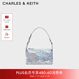 CHARLES&KEITH褶皱手提斜挎小方包腋下包女士生日礼物CK2-80160183 CK2-80160183Prism Silver银色(新色） S