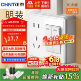 正泰（CHNT）明装开关插座面板 1c系列 二开双控五孔