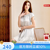 丝界重磅真丝睡裙女100%桑蚕丝凉感短袖公主裙睡衣手工绣花家居服礼物