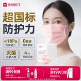 维德（WELLDAY）一次性医用外科口罩100只粉色10只/袋*10A1型耳挂式（无菌）中号