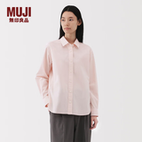 MUJI女式水洗平纹衬衫领长袖衬衫衬衣外套内搭春季款外衣女装上衣 浅粉红色条纹 L 165/88A