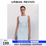 UR春季新款女摩登气质褶皱收腰显瘦无袖连衣裙UYY750030 淡蓝 M
