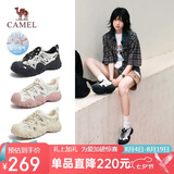 骆驼（CAMEL）丑萌登山鞋女时尚撞色户外休闲鞋 L24M076602 米/银/黑 37