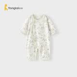 童泰（TONGTAI）婴儿连体衣夏季纯棉男女宝宝衣服新生儿哈衣薄款爬服睡衣绿色73cm