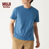 MUJI 男式 印度棉天竺编织 圆领短袖T恤 ABA01A0S 烟熏蓝色 M