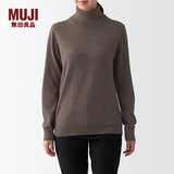MUJI女式 颈部使用了棉的 可水洗高领毛衣 长袖打底针织衫 BAG15A2A 深咖啡色 M (160/84A)