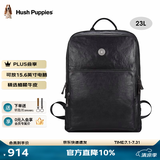 暇步士（Hush Puppies）背包双肩包男士真皮大容量15.6英寸电脑包高档商务风出差旅行背包 黑色