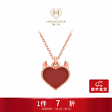 周大福MONOLOGUE独白MIX恶魔之心18K金镶宝石项链 MV41生日礼物 玉髓 37.5cm