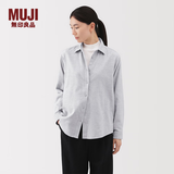 MUJI 女式 法兰绒 衬衫领 长袖衬衫衬衣内搭上衣纯棉冬季女装格子 浅灰色 S （155/80A）