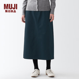 MUJI 女式 丝光斜纹 裙子半身长裙秋冬季简约风纯棉全棉BEK37C2A 藏青色 S(155/62A)
