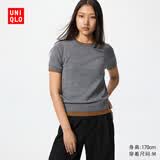 优衣库精纺美利奴羊毛圆领针织衫/短袖女装T恤通勤休闲百搭485306 485306/05天灰色 M