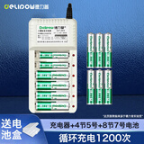 德力普（Delipow）充电电池 5号7号电池 配12节电池充电器套装适用于玩具/遥控器/电子秤/电动牙刷/鼠标键盘等