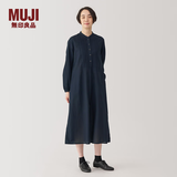 MUJI女式 棉 长袖连衣裙 女装 裙子 春季 长裙 纯棉 BC2KVA4A 深藏青色 M (160/84A)