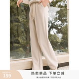 香影阔腿裤女卫裤加绒裤子秋冬季2025新款长裤灰色高腰直筒休闲裤 米色 M