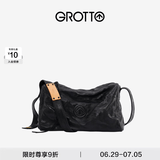 GROTTO个乐黑石包经典大容量植鞣绵羊皮单肩斜挎通勤软包男女款礼物 黑石M（黑标）