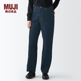 MUJI 女式 弹力 牛仔 宽版裤 BEA31A1A 裤子 长裤 休闲裤 深藏青色 27inch 