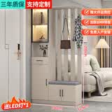 诺曼图鞋柜门口一体柜大容量入户进门客厅鞋柜坐凳衣帽架一体玄关隔断柜 奶咖100*31.6*200【玻璃门款】