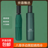 【已售100万】手动UV折叠黑胶防晒防紫外线遮阳晴雨两用伞 【手动款8骨】森林绿UV