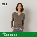 森马（Semir）森马毛衣女短款假两件含羊毛针织衫24冬新款保暖内搭109724107015