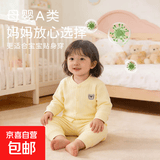 婴儿纯棉开衫长袖家居服婴儿内衣套装长袖儿童打底套装宝宝春装 M20406黄色 90