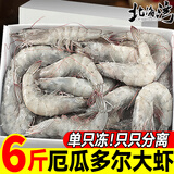 北海湾 厄瓜多尔白虾 大虾鲜活速冻盐冻南美白虾基围虾海虾对虾海鲜批发 厄瓜多尔盐冻虾 6斤(净重)  【17-21cm】单只冻 超大虾王