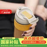 乐扣乐扣（LOCK&LOCK）咖啡杯耐热玻璃水杯子男女学生便携式双饮吸管杯随手杯500ML黄色