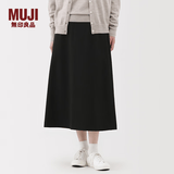 MUJI 女式横竖弹力起毛宽摆裙长半身裙裙子女装 25年冬季 BE1XXC5A 黑色 L (165/70A)