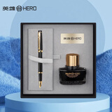 英雄（HERO） 钢笔罗马情缘黑丽雅铱金礼品钢笔商务办公书写墨水礼盒钢笔成人练字包尖 钢笔墨水礼盒 0.5mm