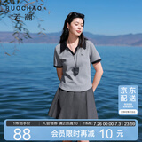 三彩大码女装2026夏季新款Polo领棉T恤短袖上衣刺绣马气质上衣胖MM