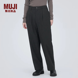 MUJI女式 弹力起毛 抽褶裤 休闲西裤长裤子春秋款 BE1P0C3A 深棕色 S (155/62A)