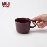 MUJI炻瓷 马克杯 水杯杯子 桌面 带把手 咖啡杯 家用  暗红色 S 330ml