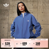 adidas经典三条纹运动连帽夹克外套男女春季阿迪达斯三叶草   深蓝   L