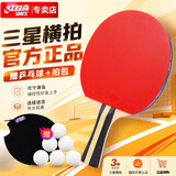 红双喜DHS 三星级乒乓球拍成品拍 升级版横拍F3002双面反胶附乒乓球