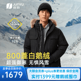 君羽反季羽绒服男中长款800高蓬白鹅绒工装加厚防风保暖鹅绒服 黑色 L （推荐141-160斤）