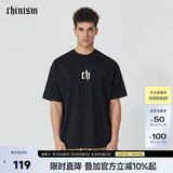 CHINISM CH纯棉短袖男夏季T恤半袖时尚宽松潮流休闲圆领情侣上衣 黑色 L
