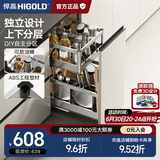 悍高（HIGOLD）拉篮304不锈钢厨房橱柜双层调味篮带阻尼导轨 350柜2层-PDL系列调味篮