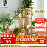 安尔雅 花架子客厅阳台多肉植物架多层盆景架木质地面花盆简约置物架