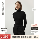 朗姿【C位针织 Basic衣橱】纯羊毛毛针织衫冬季新款修身长袖毛衣 黑色2 M