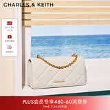 CHARLES&KEITH质感菱格链条小方钱包女包包女包生日礼物送女友CK6-10680924 Cream奶白色 XS
