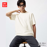 优衣库罗纹圆领针织衫/短袖男装女装/毛衣毛衫481726 01 乳白色 M