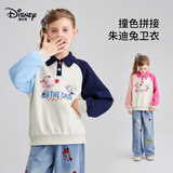 迪士尼（Disney）童装朱迪兔尼克狐狸印花女童拼色polo卫衣春秋中大童休闲翻领上衣 蓝色 130