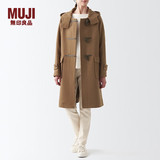MUJI 女式 羊毛混 牛角扣大衣 毛呢大衣  BDA14A2A 深咖啡色 M