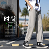 顶峰保罗（Dingfengbaoluo）潮流休闲裤男士秋季修身棉感纯色直筒裤子9904卡其灰L
