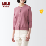 MUJI女式 防紫外线性能 强捻圆领开衫夏防晒衣防晒外套防晒服纯棉全棉 烟熏粉色 3S M