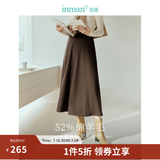 茵曼（INMAN）羊毛呢半身裙2025春秋女装新款小个子百褶A字裙子 暗咖啡 S