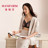 曼妮芬【聚拢型文胸】性感聚拢内衣女无钢圈聚拢文胸蕾丝内衣七夕礼物 撞色黑 75B